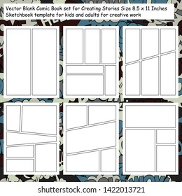 comic sketchbook pages set, vector