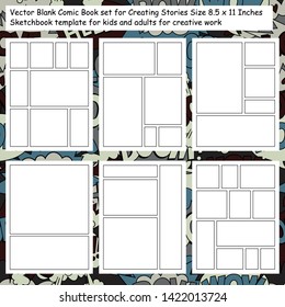 comic sketchbook pages set, vector