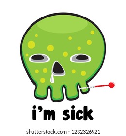 Comic skull doodle emotion