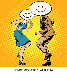 Comic smiley Emoji dancers man woman