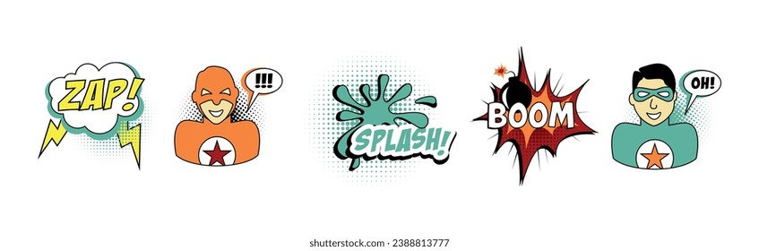 Comic Sound Effect in Pop Art Style Vector Set