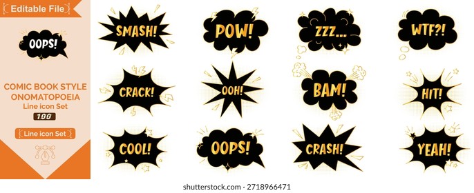 Efectos de sonido cómicos LOL BAM CRUNCH ZAP en estilo retro pop art. Expresiones coloridas para memes, humor, juegos, diseño de niños, punzonadas dinámicas. Ilustración vectorial.