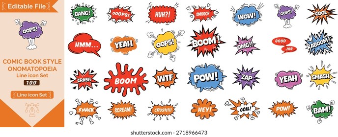 Efectos de sonido cómicos LOL BAM CRUNCH ZAP en estilo retro pop art. Expresiones coloridas para memes, humor, juegos, diseño de niños, punzonadas dinámicas. Ilustración vectorial.