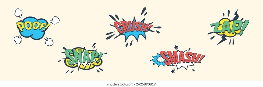 Comic Sound Effects in Pop Art Style Vector Set