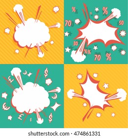 Comic sound effects in pop art vector style. Sound bubble speech with word and comic cartoon expression sounds illustration. Great promo concept. 