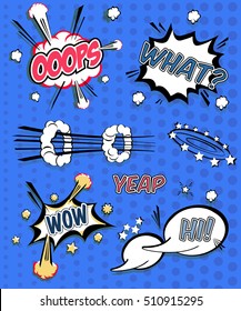 Comic sound effects in pop art vector style. Sound bubble speech with word and comic cartoon expression sounds illustration. Great promo concept. 