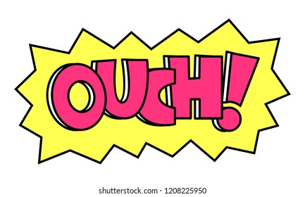 Comic sound speech effect bubbles isolated on white background vector illustration. Ouch. Perfect for pins, stickers.