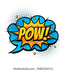 Comic sound speech effect bubbles pow in trendy retro style.