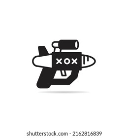 icono de pistola de espacio cómico en fondo blanco
