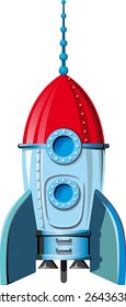 comic space rocket standing at the start