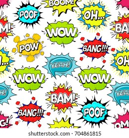 Comic Speach Bubble Effect Background Pattern on a White Pop Art Retro Style Web. Vector illustration