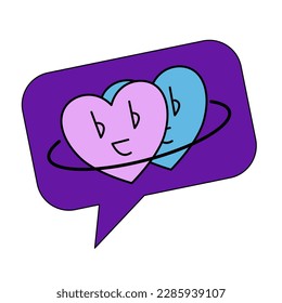 Comic speach bubble with smile heart. Love speech bubbles. love message in chat concept, comment or mark in social media, communication romantic note.