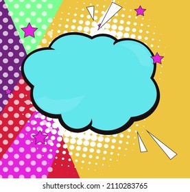 Comic Speech Background With Halfdot Stars And Cloud