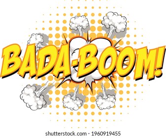 Burbuja cómica de voz con ilustración de texto bada-boom