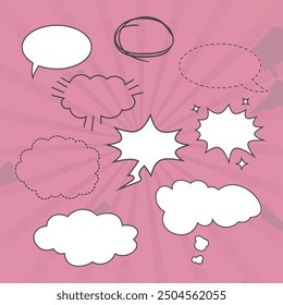 Comic speech bubble balloon expression explosion boom boom bang retro pop art graphic design vector format