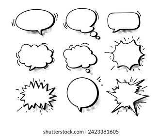 comic speech bubble with black and white color