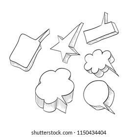 Comic speech bubble. Blank empty white speech bubbles.