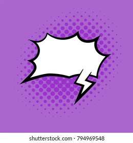 comic speech bubble blank template with pop art style isolated on purple background. vector illustration. 