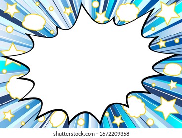 comic speech bubble and blue effect line backdrop