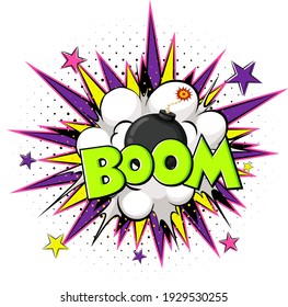 Comic Speech Bubble With Boom Text Illustration