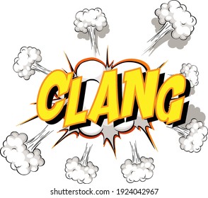 Burbuja cómica de voz con ilustración de texto de clang