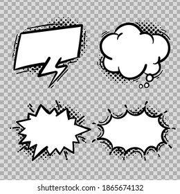 Comic speech bubble collection Freehand drawing Isolated on background.