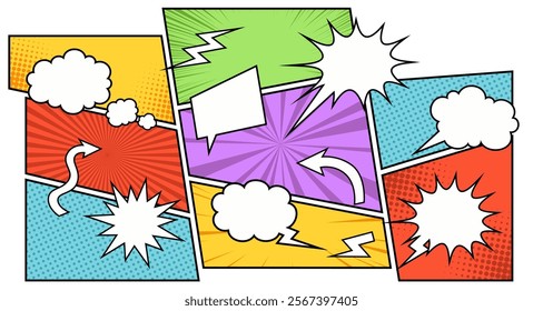 Comic speech bubble. Collection of comic word bubbles. Explosion comic set. Vector