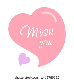 Comic Speech Bubble of colorful set. This colorful message design conveys a sweet miss you text in lively shades on a white canvas. Vector illustration.