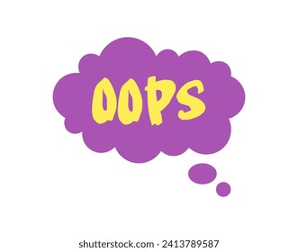 Comic Speech Bubble of colorful set. This vibrant illustration with a message oppss in a playful and unexpected manner against a clean white background. Vector illustration.