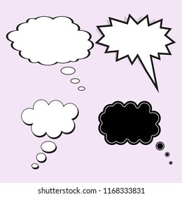 Comic speech bubble. The concept of thought or dream. Vector set of template elements for design, on isolated light background.