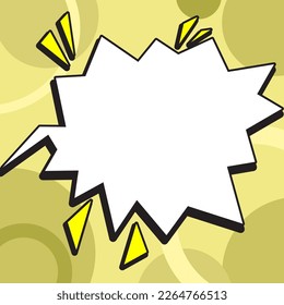 Comic Speech Bubble With Copy Space And Colorful Doodles. Design Of Empty Template In Explosion Framework Representing Social Media Messaging And Connecting.
