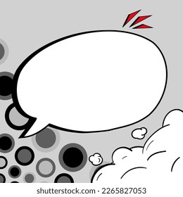 Comic Speech Bubble With Copy Space And Colorful Doodles. Design Of Empty Template In Explosion Framework Representing Social Media Messaging And Connecting.