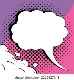 Comic Speech Bubble With Copy Space And Colorful Doodles. Design Of Empty Template In Explosion Framework Representing Social Media Messaging And Connecting.