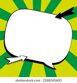 Comic Speech Bubble With Copy Space And Colorful Doodles. Design Of Empty Template In Explosion Framework Representing Social Media Messaging And Connecting.