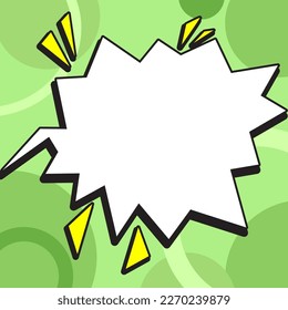 Comic Speech Bubble With Copy Space And Colorful Doodles. Design Of Empty Template In Explosion Framework Representing Social Media Messaging And Connecting.
