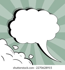 Comic Speech Bubble With Copy Space And Colorful Doodles. Design Of Empty Template In Explosion Framework Representing Social Media Messaging And Connecting.