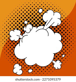 Comic Speech Bubble With Copy Space And Colorful Doodles. Design Of Empty Template In Explosion Framework Representing Social Media Messaging And Connecting.