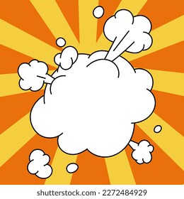 Comic Speech Bubble With Copy Space And Colorful Doodles. Design Of Empty Template In Explosion Framework Representing Social Media Messaging And Connecting.