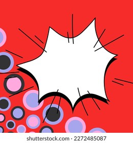 Comic Speech Bubble With Copy Space And Colorful Doodles. Design Of Empty Template In Explosion Framework Representing Social Media Messaging And Connecting.