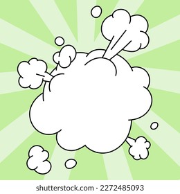 Comic Speech Bubble With Copy Space And Colorful Doodles. Design Of Empty Template In Explosion Framework Representing Social Media Messaging And Connecting.