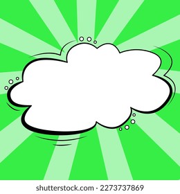 Comic Speech Bubble With Copy Space And Colorful Doodles. Design Of Empty Template In Explosion Framework Representing Social Media Messaging And Connecting.