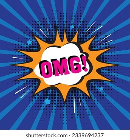 Comic Speech Bubble With Copy Space And Colorful Doodles. Design Of Empty Template In Explosion Framework Representing Social Media Messaging And Connecting.