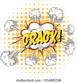 Comic speech bubble with crack text illustration