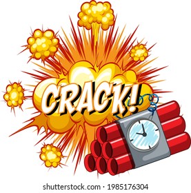 Comic speech bubble with crack text illustration