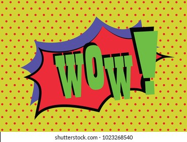 comic speech bubble with different emotions and text wow. Vector bright dynamic cartoon illustration isolated on wite. Pop Art style.