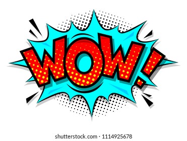 Comic speech bubble with expression text WOW!. Vector 