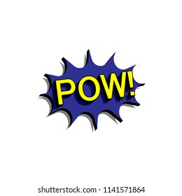 Comic speech bubble with expression text pow. Vector bright dynamic cartoon illustration in retro pop art style isolated