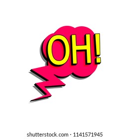 Comic speech bubble with expression text oh. Vector bright dynamic cartoon illustration in retro pop art style isolated