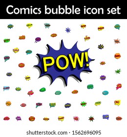 Comic speech bubble with expression text pow icon. Comic icons universal set for web and mobile