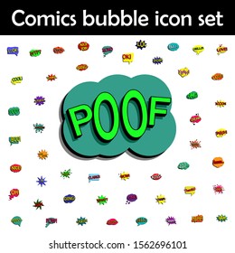 Comic speech bubble with expression text poof icon. Comic icons universal set for web and mobile